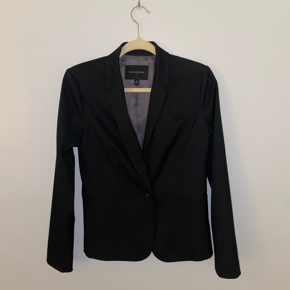 Banana Republic Womens Single Breasted Black Blazer size 4 office workwear